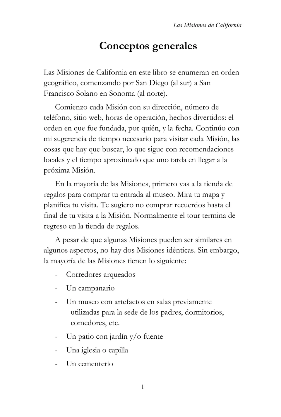 Mission guide overview explaining geographic order, chapter information, museum visits, and common mission features