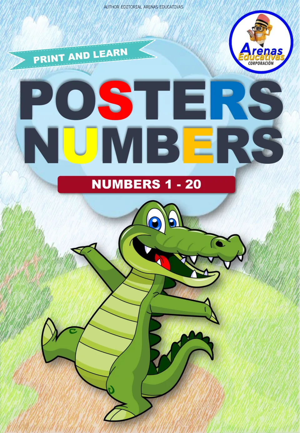 Cover of the Spanish number poster set, with the headings 'Print and Learn' and 'Numbers 1 - 20'