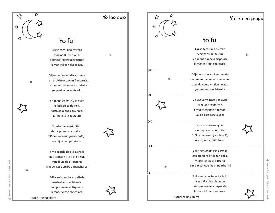 Black-and-white poem versions for individual and group reading include a ladybug inviting a child to make a wish
