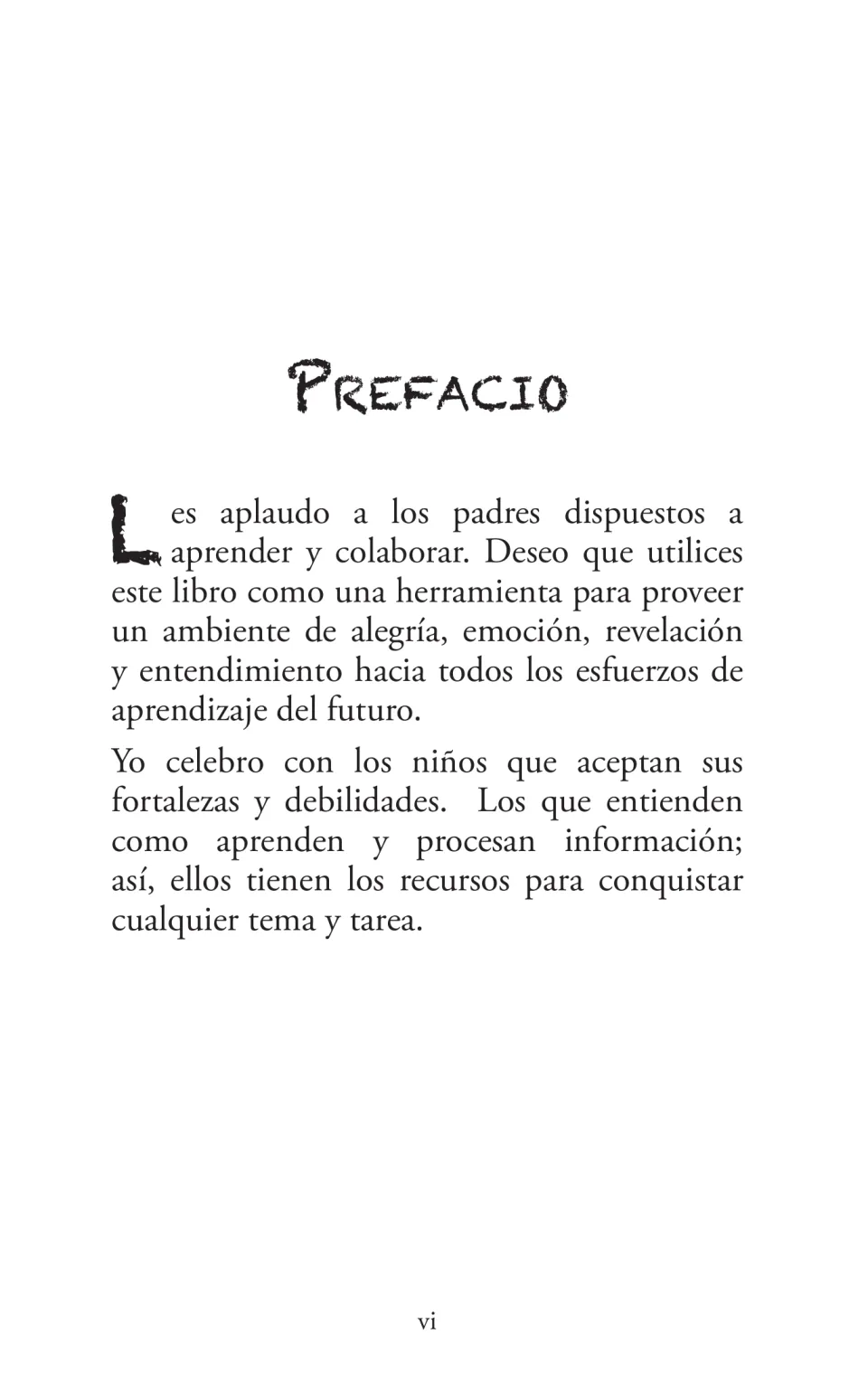 Preface to the Spanish homework guide welcomes parents and emphasizes understanding children's learning needs