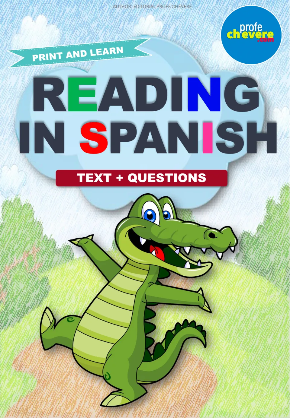 Cover of the Spanish reading resource featuring the headings "Reading in Spanish" and "Text + Questions".