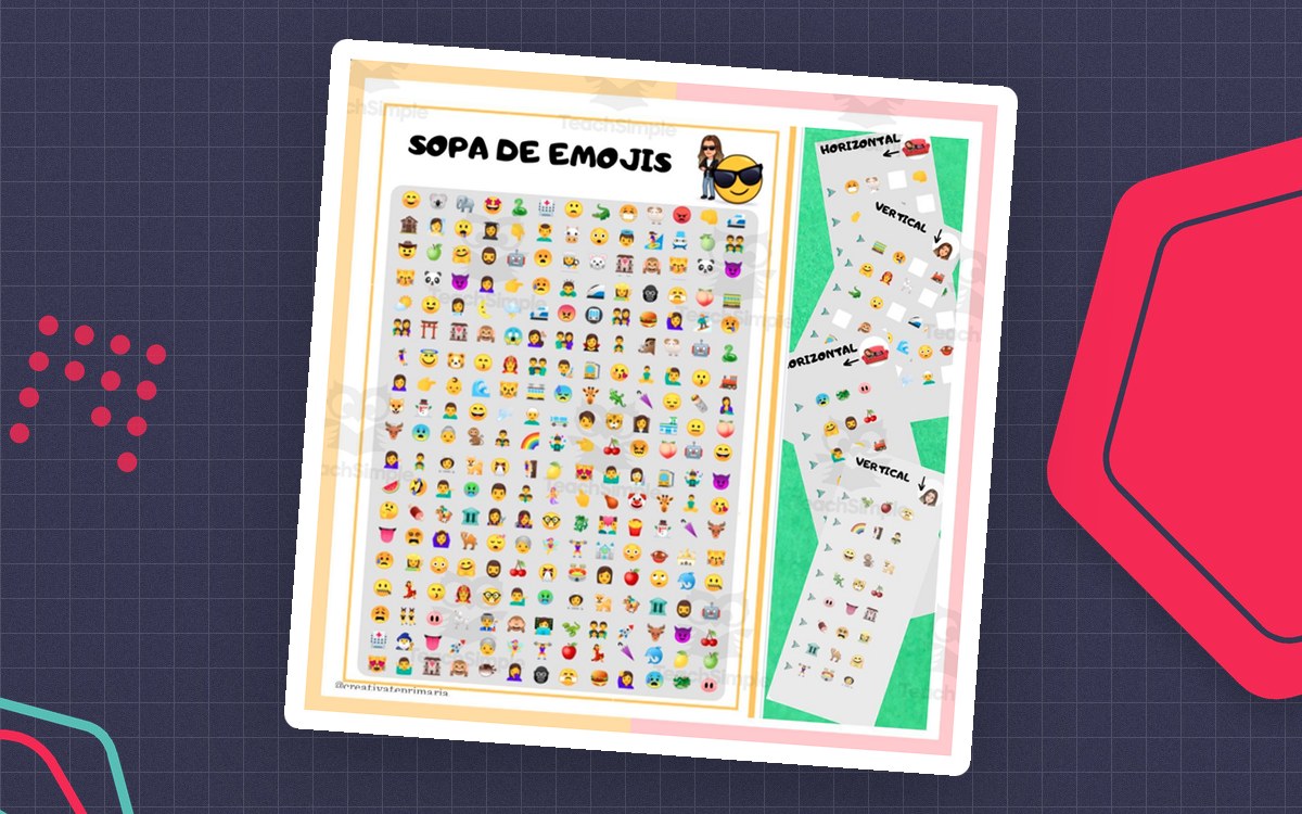Spanish: SOPA DE EMOJIS - Emojis' Soup preview: three sopa de emojis cards