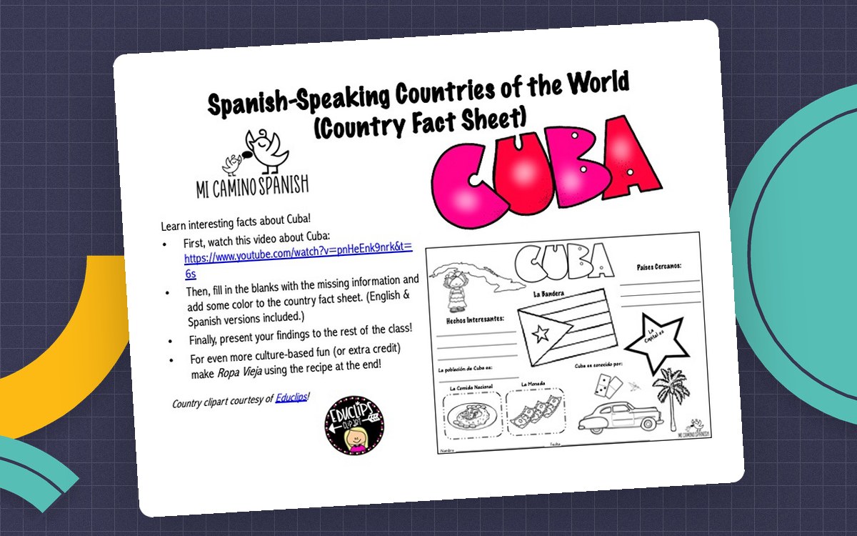 Spanish-Speaking Countries of the World - CUBA (Country Fact Sheet & Activity) preview