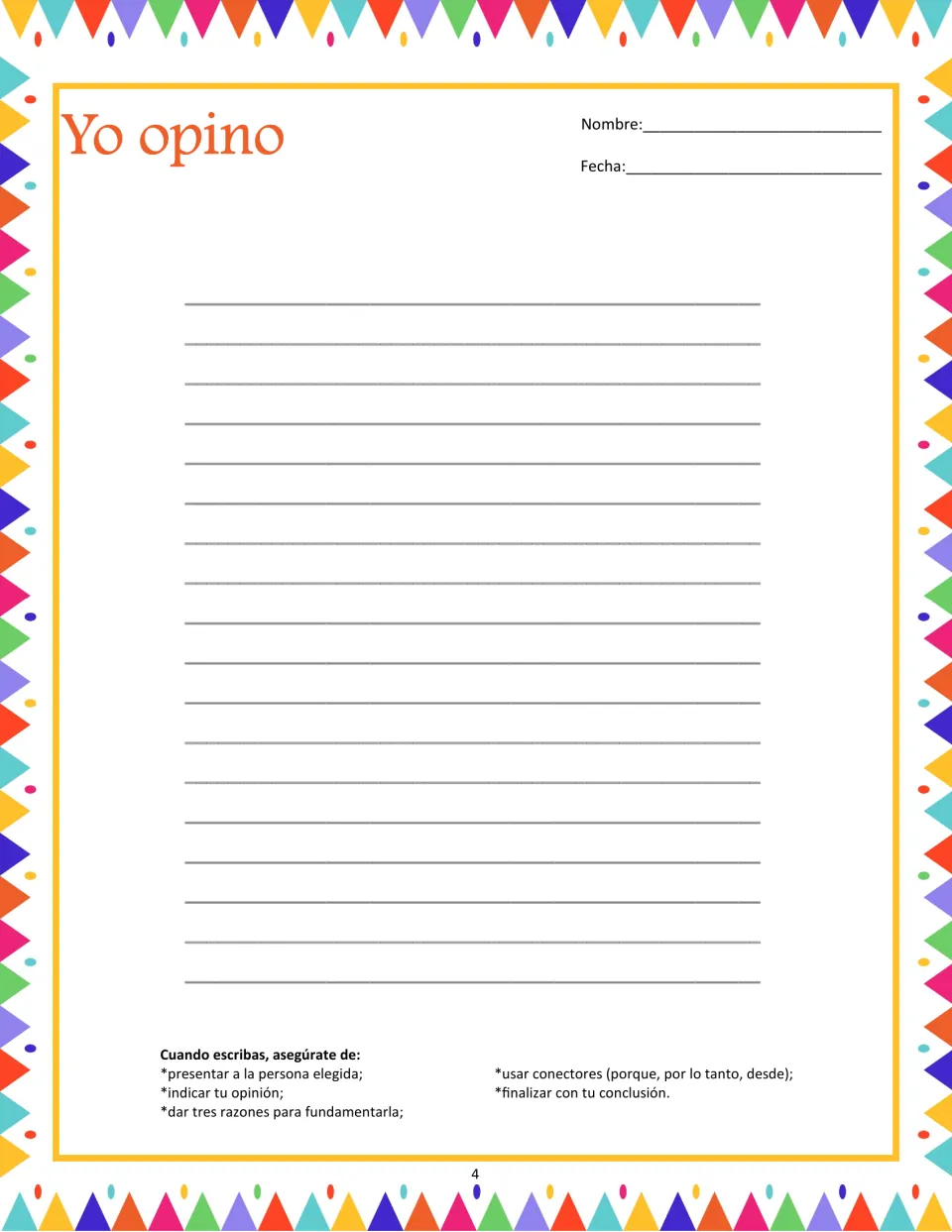 Opinion article continuation reminds students to introduce their chosen person, give three reasons, and conclude