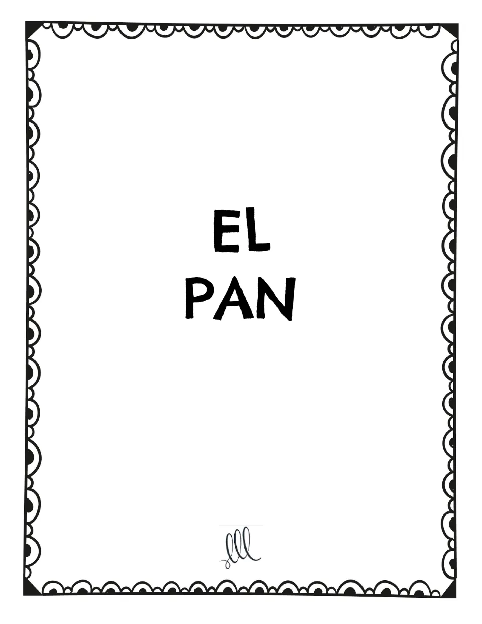 Spanish restaurant speaking game vocabulary card: 'EL PAN' (bread), shown as one card on this page