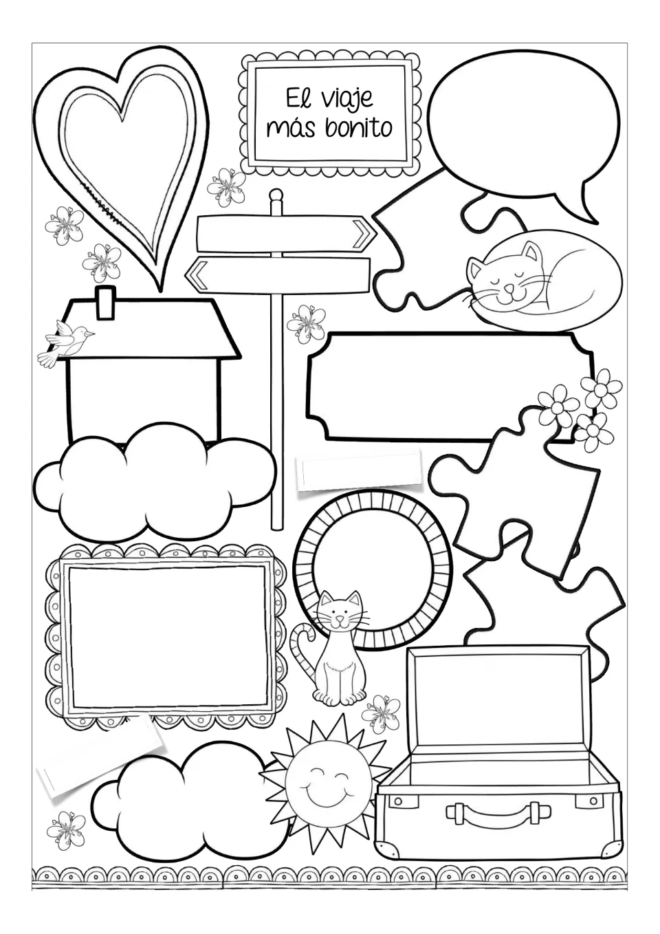 Blank Spanish trip-writing template retains the trip heading and omits the first worksheet's written prompts.