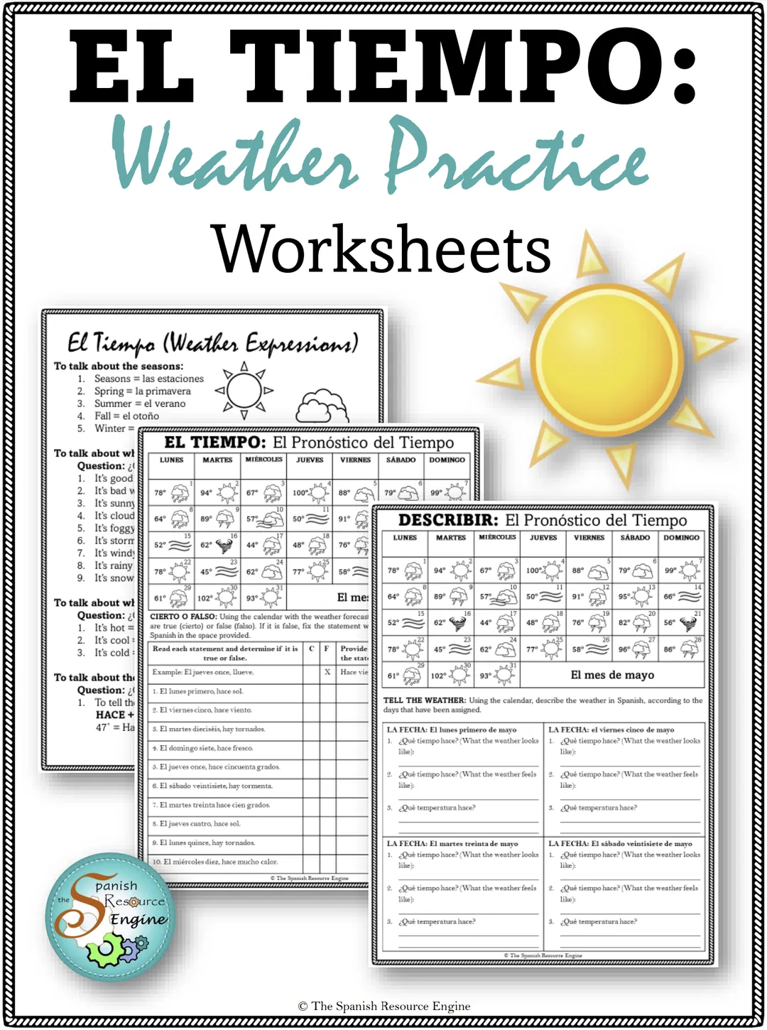 Spanish Weather Worksheets – Vocabulary Practice – cover