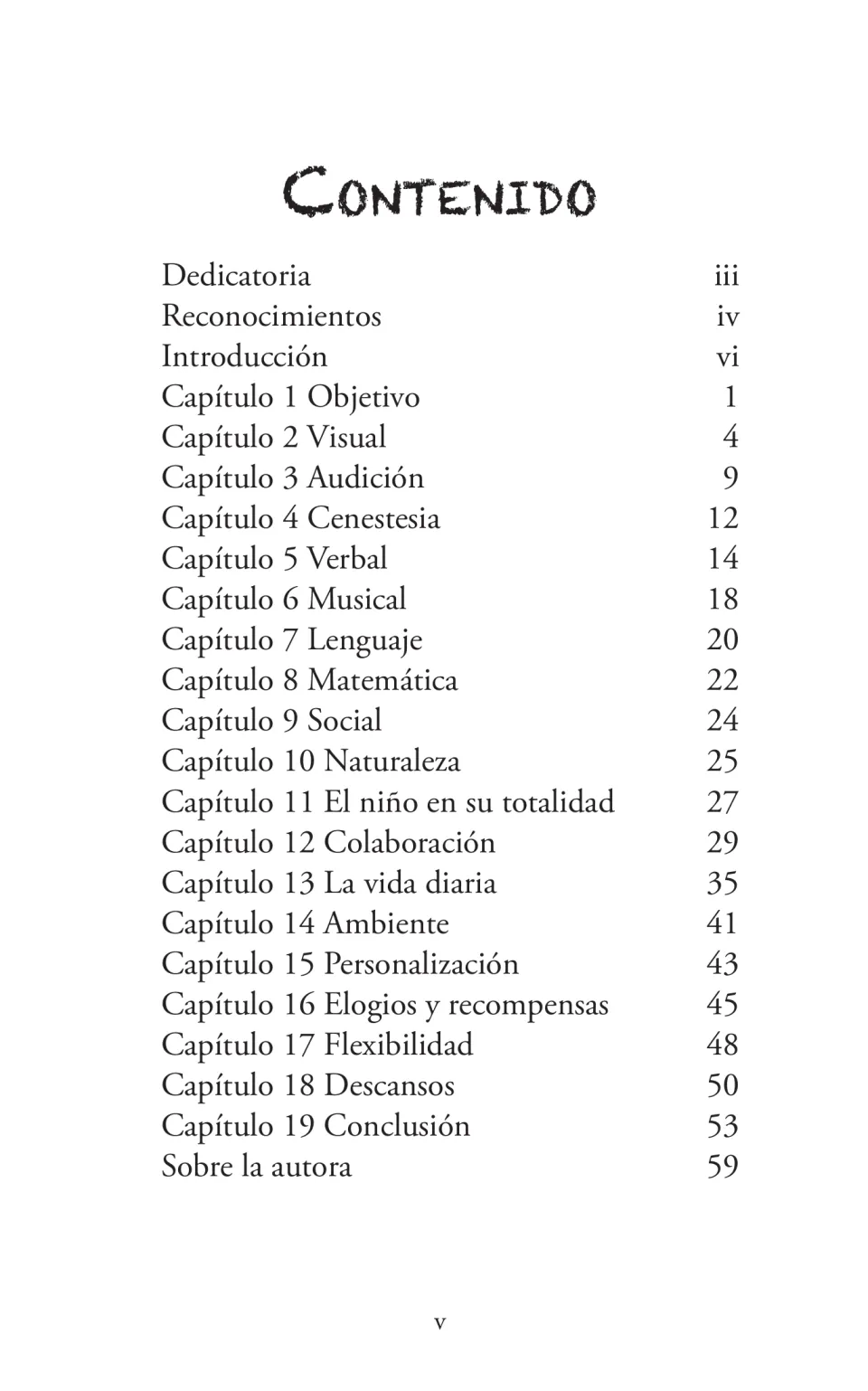 Ebook contents listing 19 chapters on learning, collaboration, daily life, praise, flexibility, and breaks