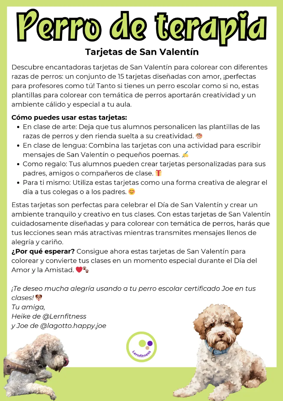 Teacher introduction to the 15 Spanish Valentine cards, suggesting art, message writing, poems, and gifts.