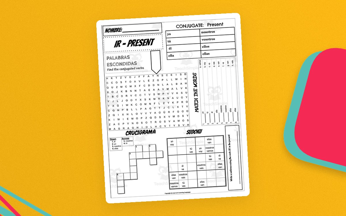 Spanish Verb IR Conjugation – 6-Activity Worksheet preview