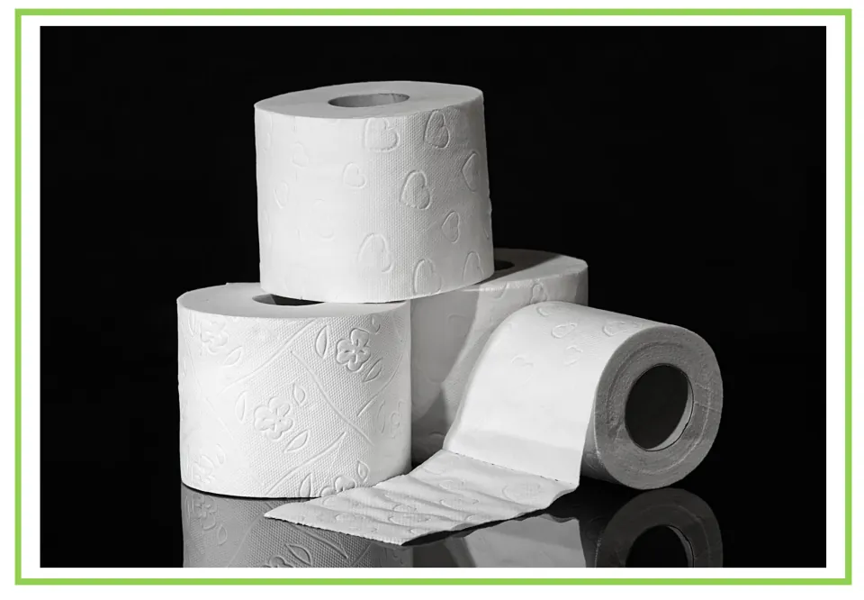 Picture-only Spanish hygiene vocabulary flashcard showing toilet paper rolls, including one partly unrolled