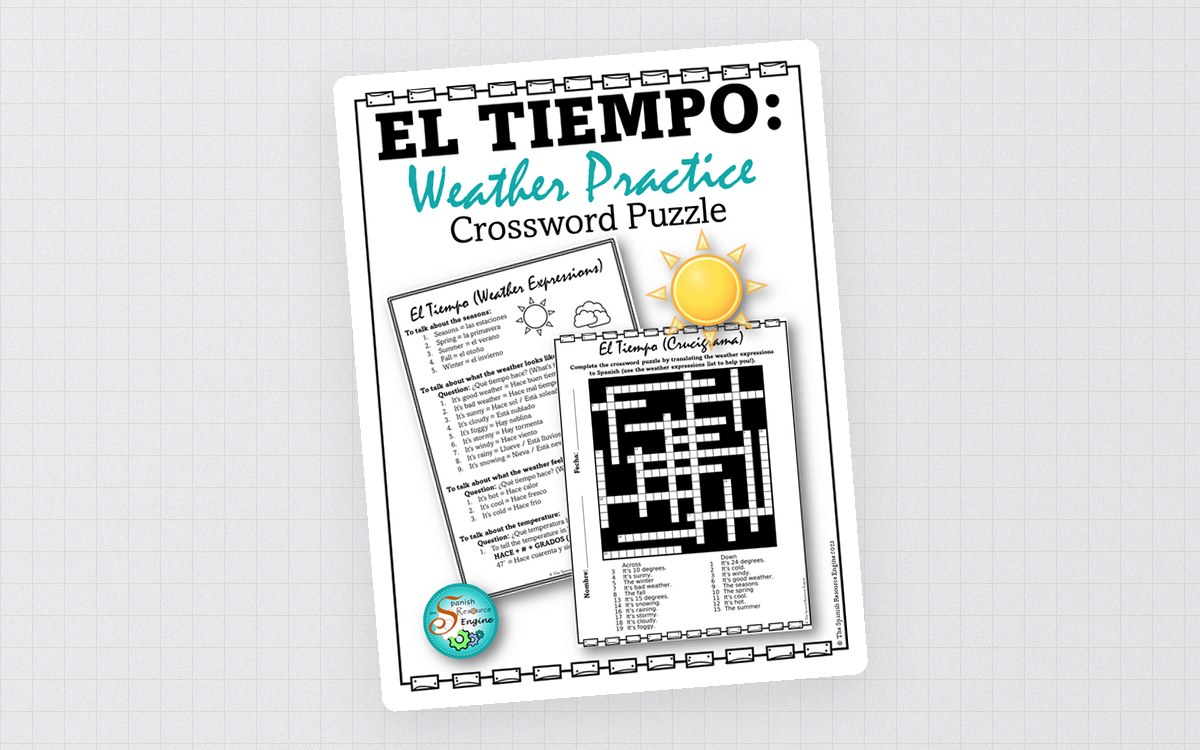 Spanish Weather Crossword Puzzle preview
