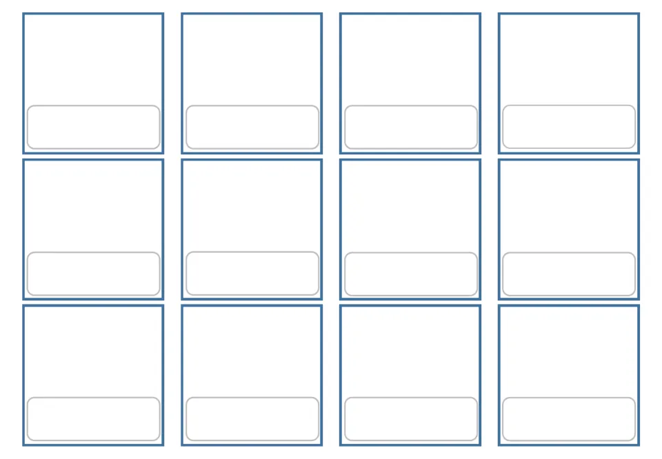 Blank flashcard template: 12 empty cards, each with a picture space and a word space for students to fill in themselves