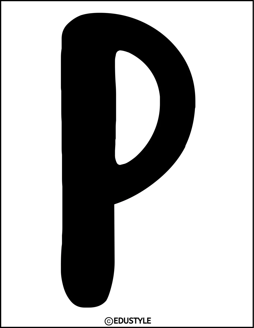 Winter bulletin board or door display letter P in solid black, printed individually as part of the decor kit