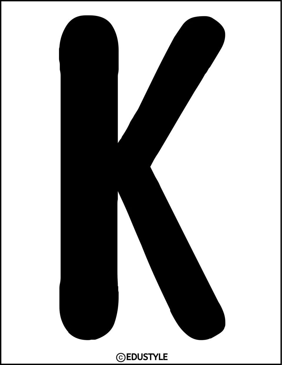 Winter bulletin board or door display letter K in solid black, printed individually as part of the decor kit
