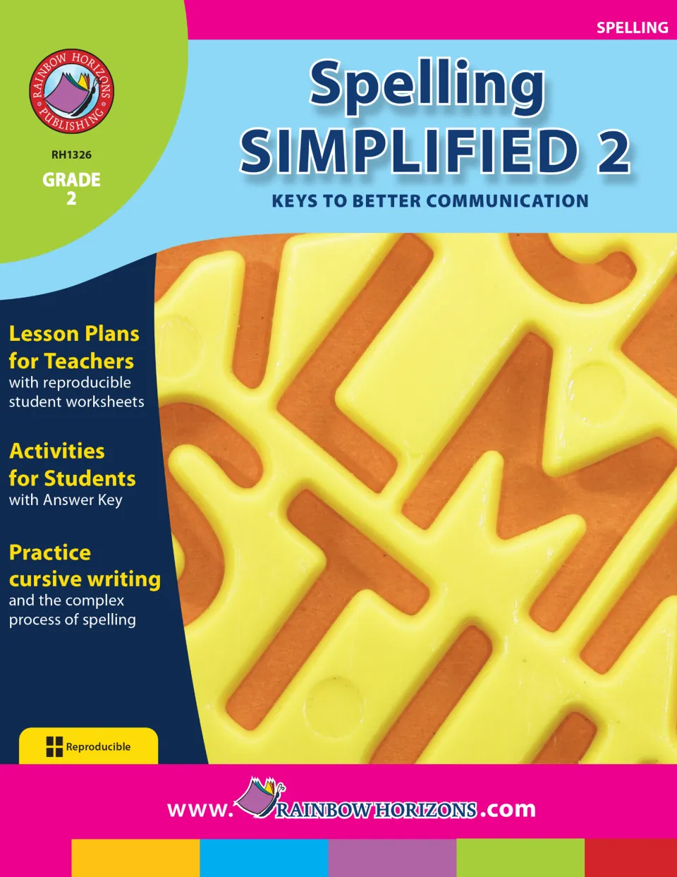 Spelling Simplified 2 cover, Grade 2: lesson plans, student activities with answer key and cursive writing practice