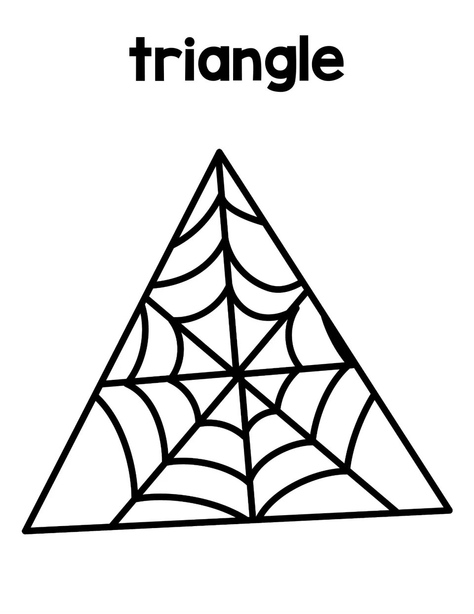 Triangle sorting mat: a big spider-web triangle under the word triangle for matching the triangle-bodied spider card