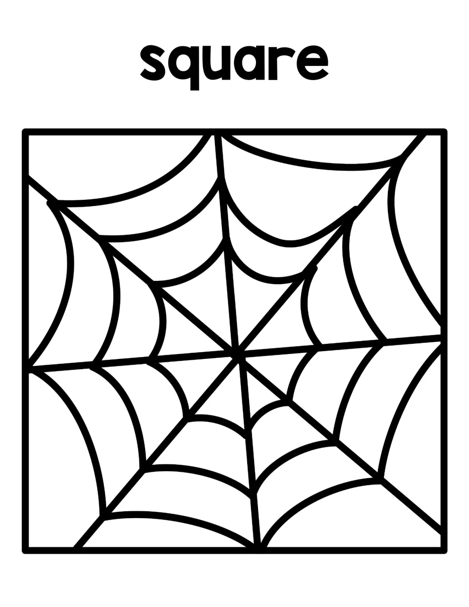 Square sorting mat: a spider web inside a large square labeled square, for placing the matching square spider card