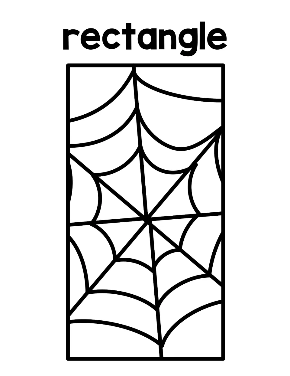 Rectangle sorting mat: a tall rectangle spider web labeled rectangle for matching the rectangle-bodied spider card