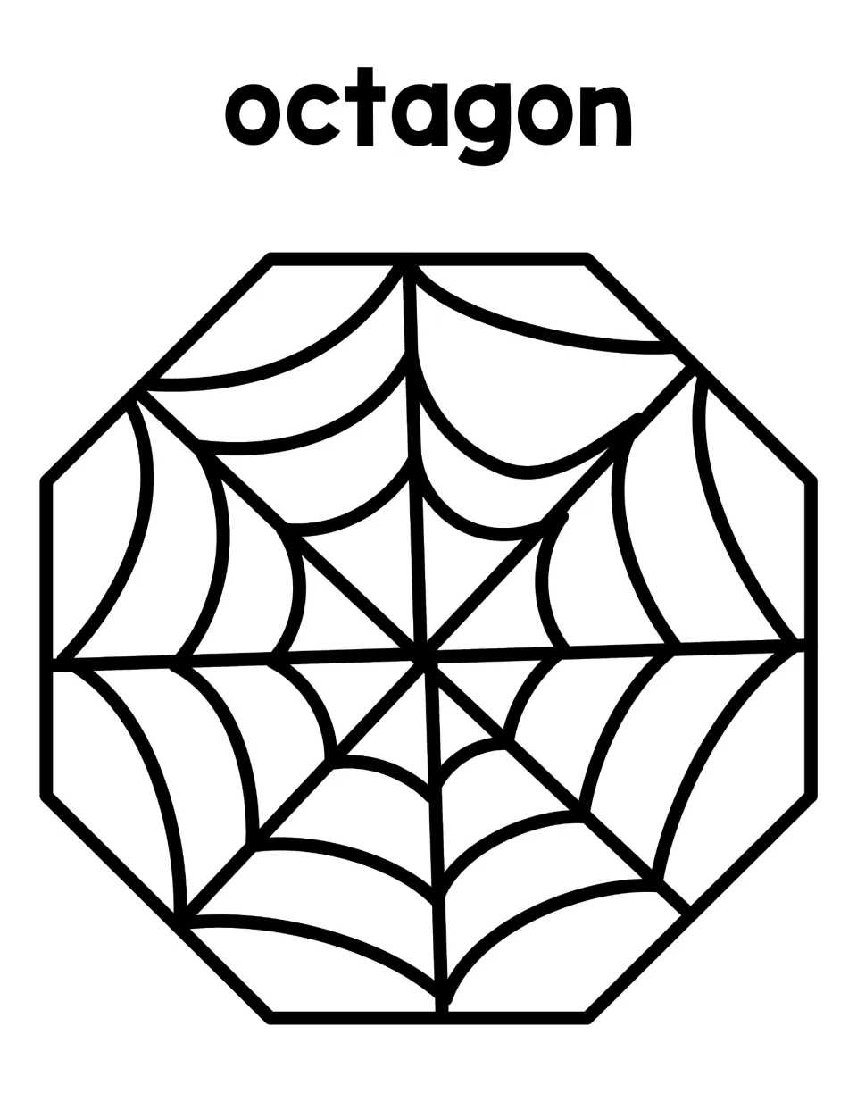 Octagon mat: an eight-sided spider web shape with the label octagon, where students place the matching octagon spider
