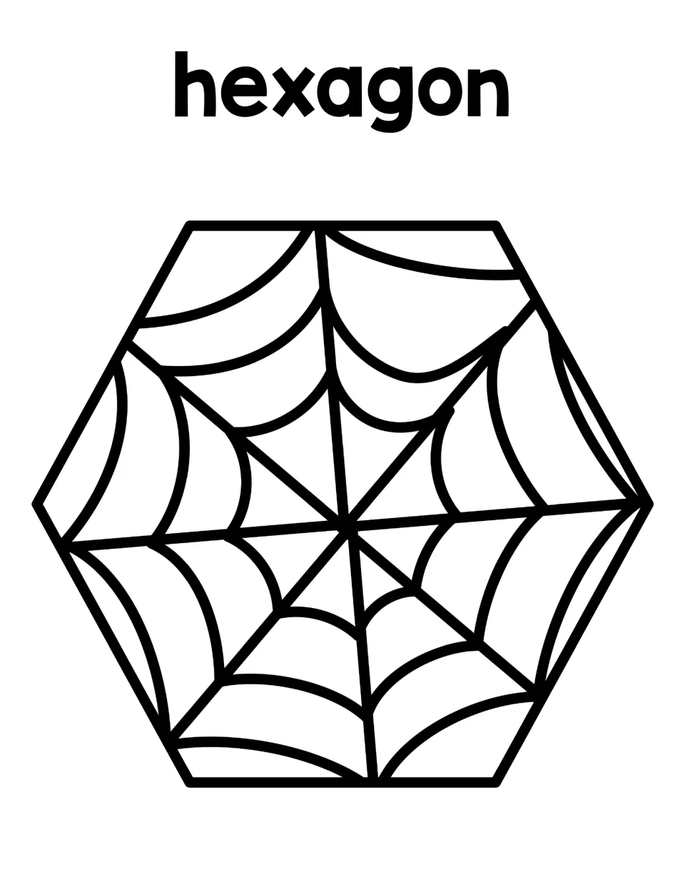 Hexagon mat: a six-sided spider web shape labeled hexagon, where students sort the hexagon spider card onto the web