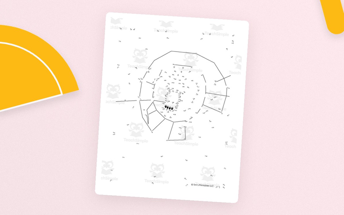 Spider Dot-to-Dot / Connect the Dots PDF preview: Spider challenge supplied on 2 pages