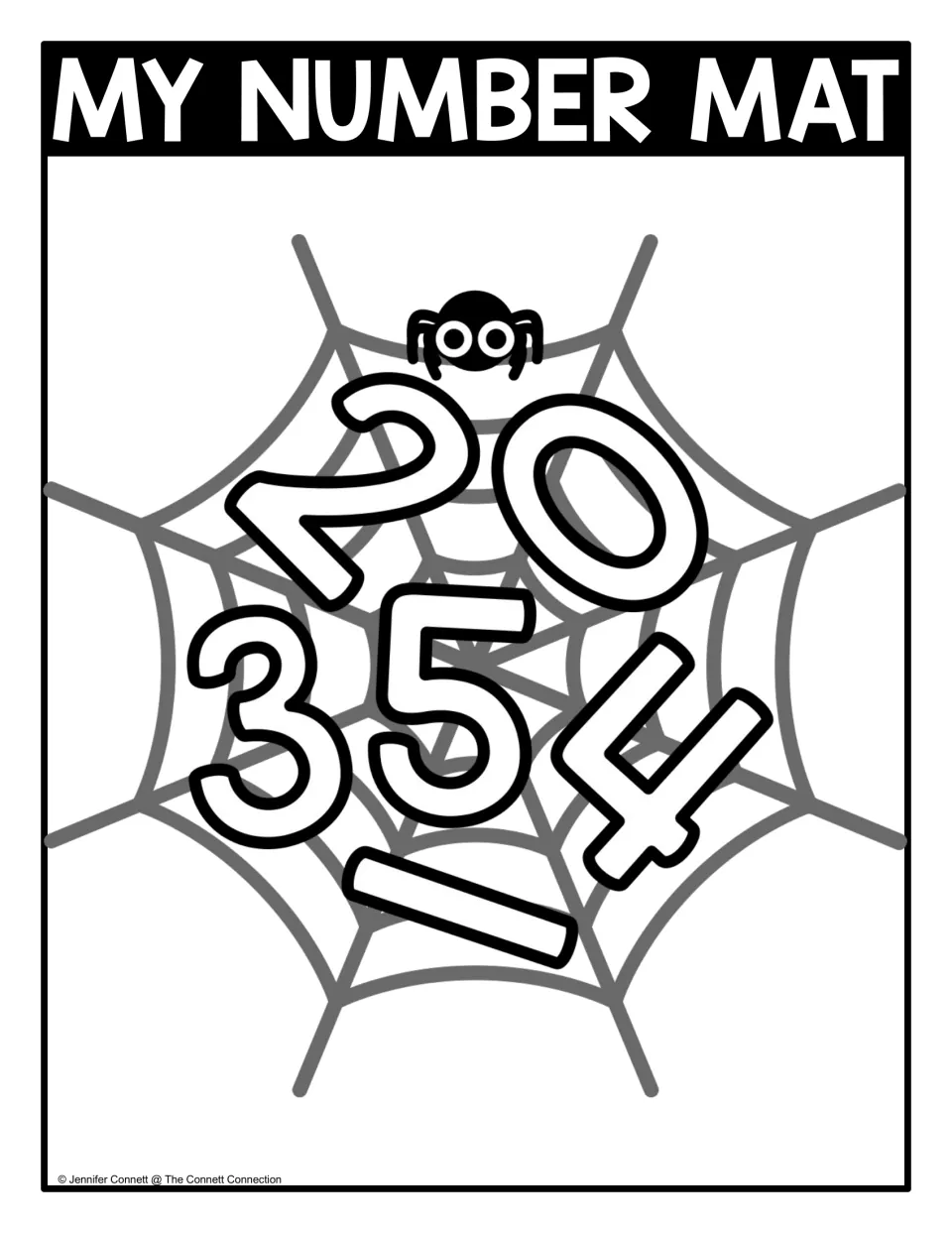 My Number Mat 0 to 5: students seek and find the numbers 0-5 scattered across a spider web for number recognition