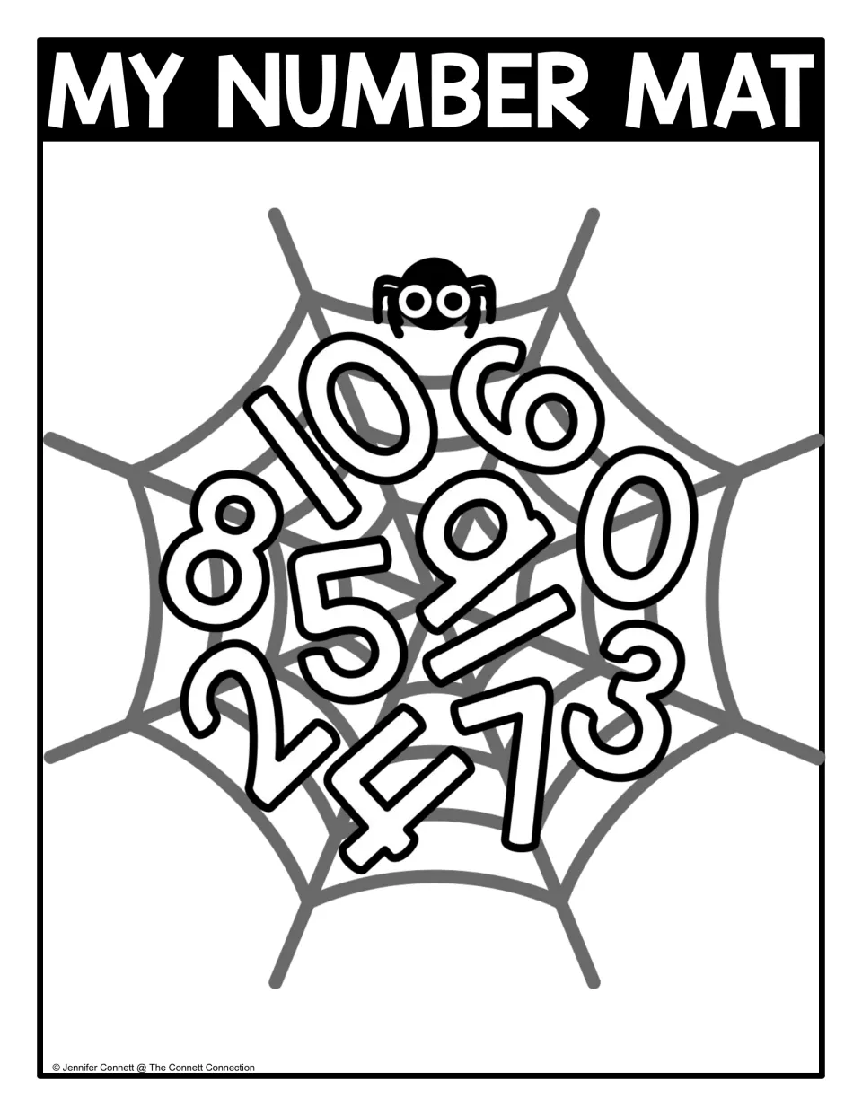 My Number Mat 0 to 10: students search a spider web for jumbled numerals 0 through 10 to practise number recognition