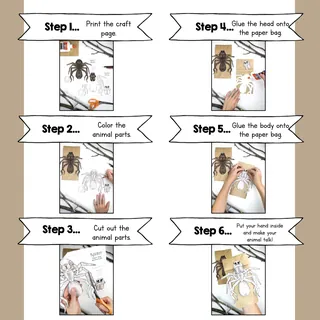 Spider | Paper Bag Puppet | Printable Craft – sample page 3