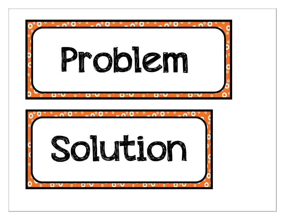 Header cards reading Problem and Solution for organizing students' answers about a story's plot