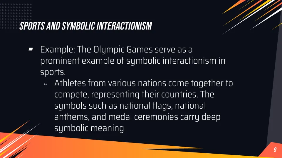 Symbolic interactionism example slide exploring Olympic flags, national anthems, and medal ceremonies
