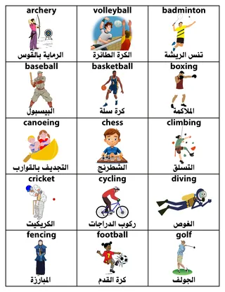 English-Arabic Sports Flashcards – 68 Vocabulary – cover