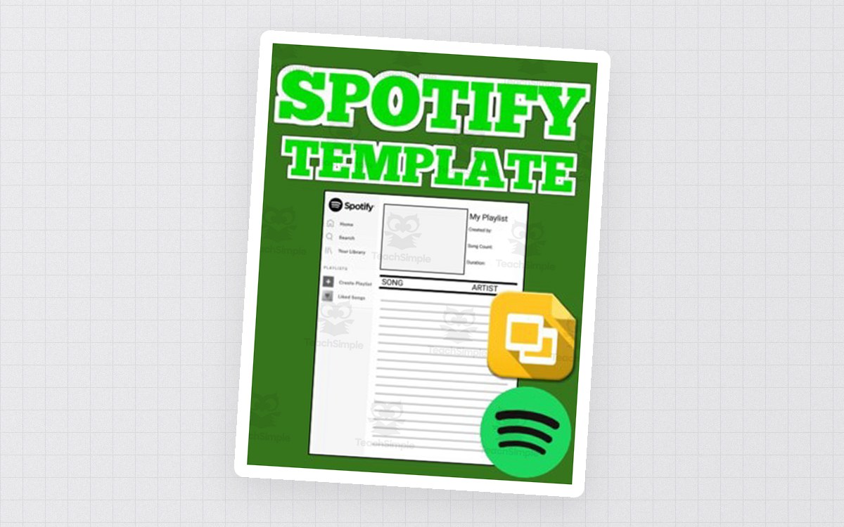 Spotify Album Review – Editable Writing Template preview: blank spotify playlist presentation slides