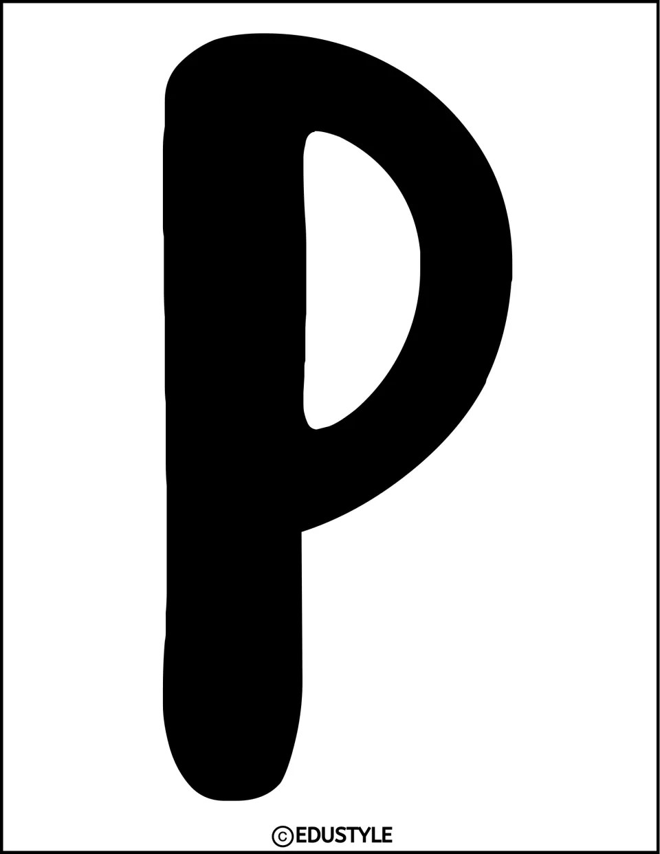 Solid black uppercase P, the second letter in the Christmas bulletin board or door display title