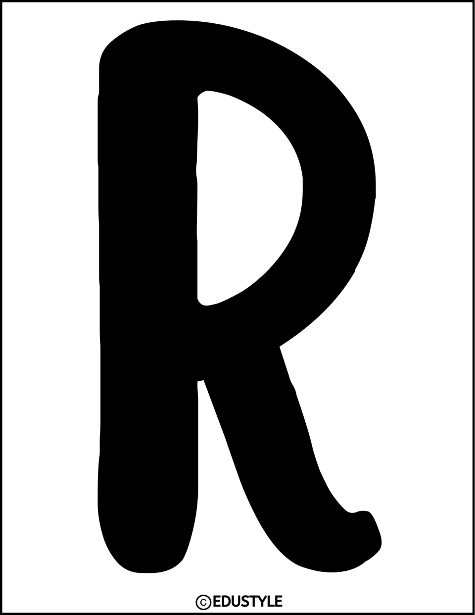 Solid black uppercase R, the third letter in the Christmas bulletin board or door display title