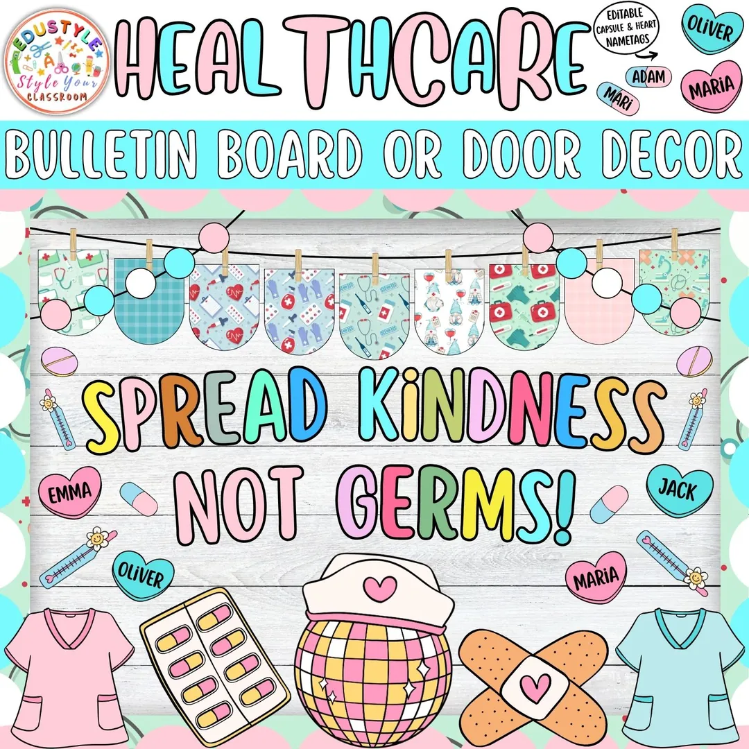Spread Kindness Not Germs! Nurse Bulletin Board And Door Decor Kitc – cover