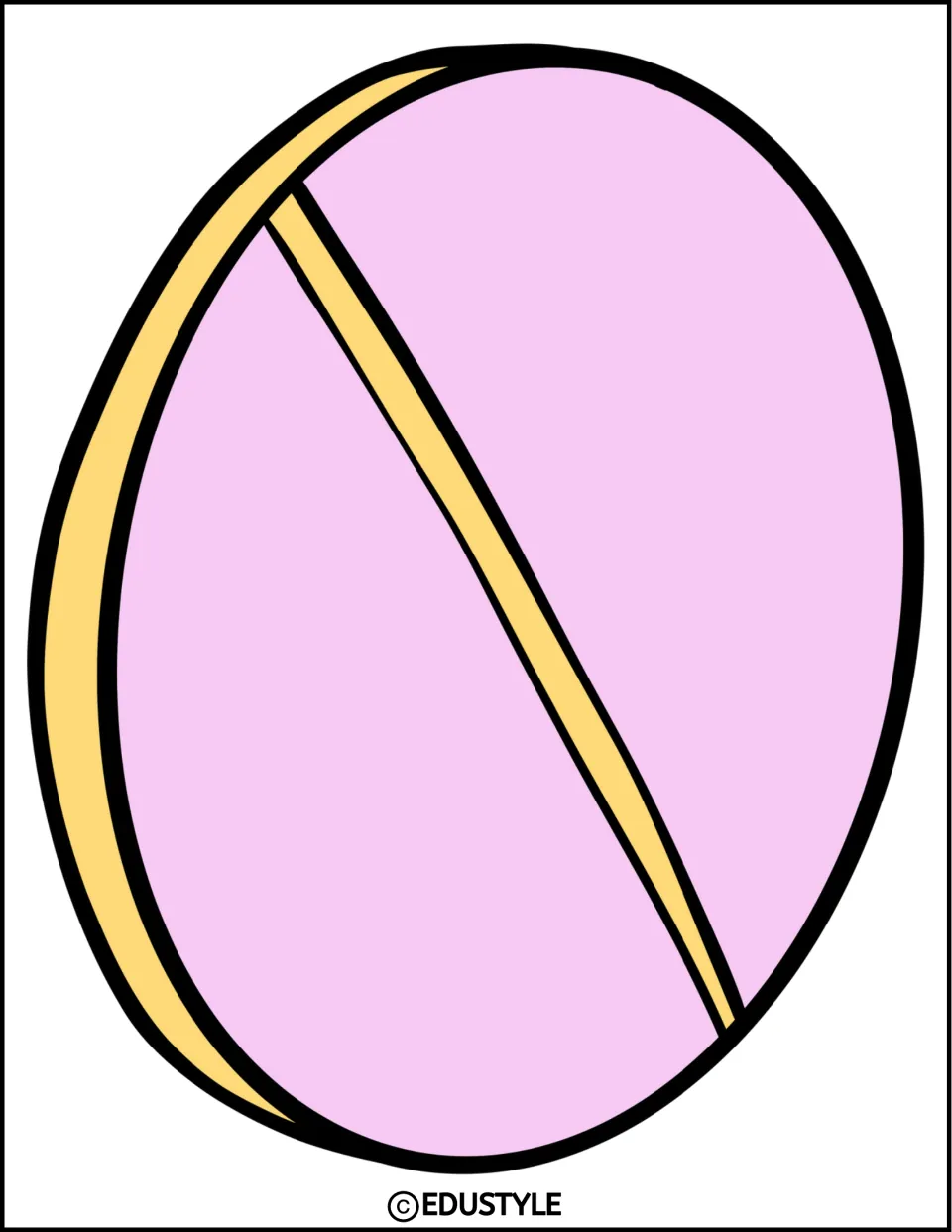 Pill decoration: one oversized pink round tablet with a yellow score line and edge, shown at an angle, to cut out