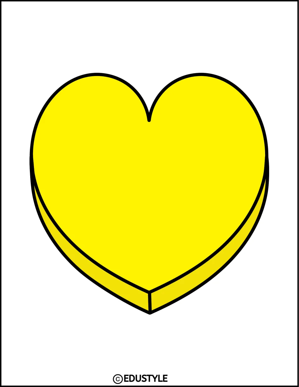 Single yellow heart accent from the Valentine's Day display kit, with a blank center for a class name