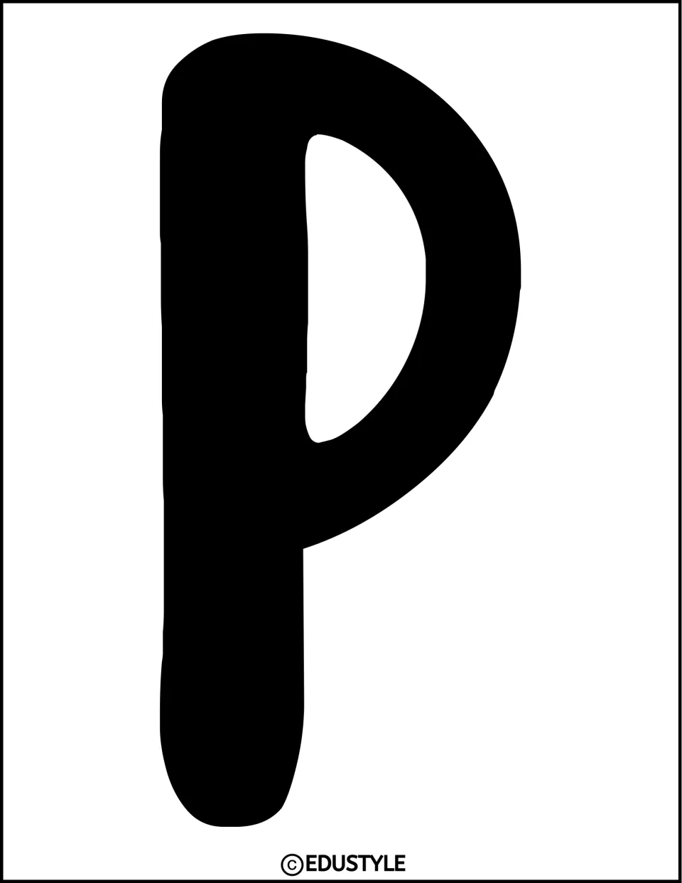 Bulletin board title letter P in solid black, part of the kit's 'Spread Love' Valentine's Day display