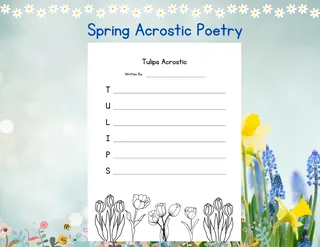 Spring Acrostic Poetry – Vocabulary + Writing – sample page 2