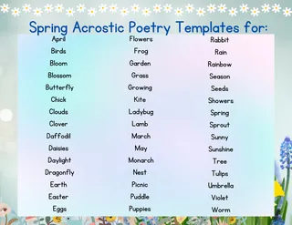 Spring Acrostic Poetry – Vocabulary + Writing – sample page 4