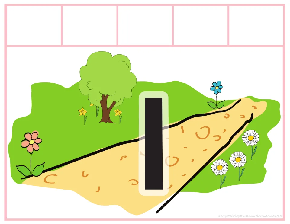 Sorting mat 1 of 10, labeled 1, for matching spring addition and subtraction cards to the number shown.