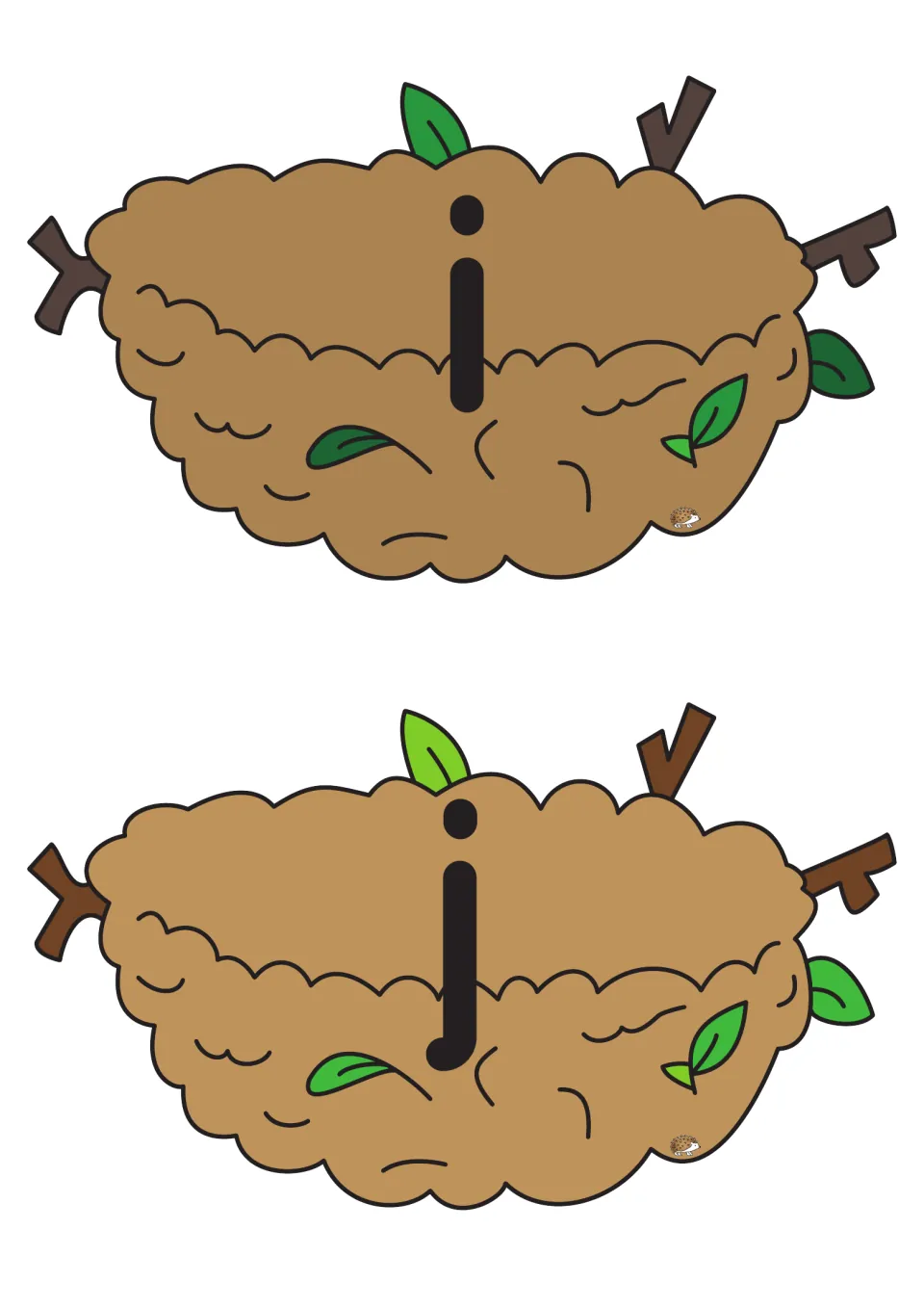 Lowercase i and j nest cards from the alphabet matching game, for pairing letters with picture eggs