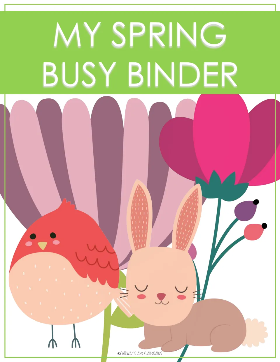 Spring busy binder cover labeled 'My Spring Busy Binder' for the collection of early learning activities