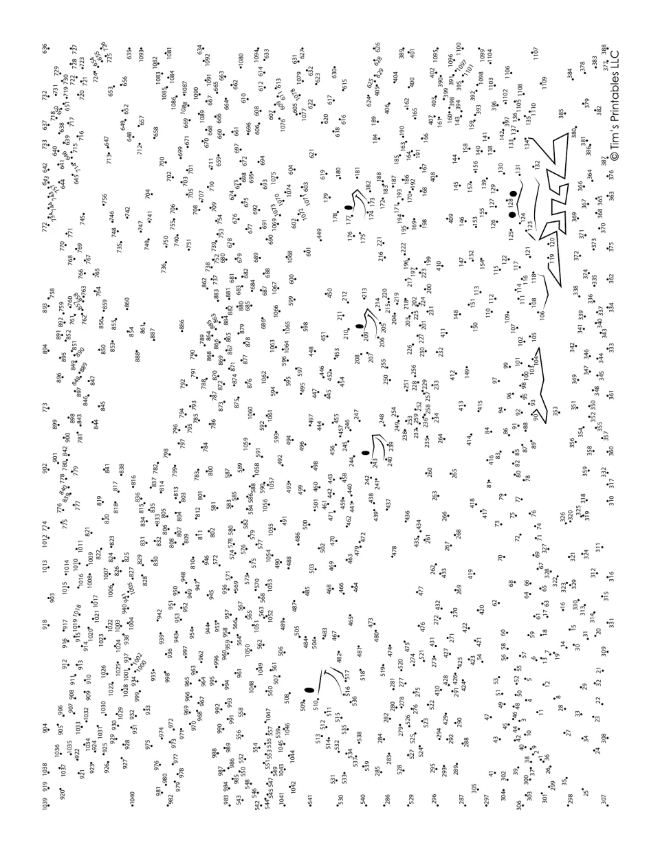 Spring ducklings dot-to-dot: students join over 1,100 numbered dots in counting order to reveal a picture of ducklings