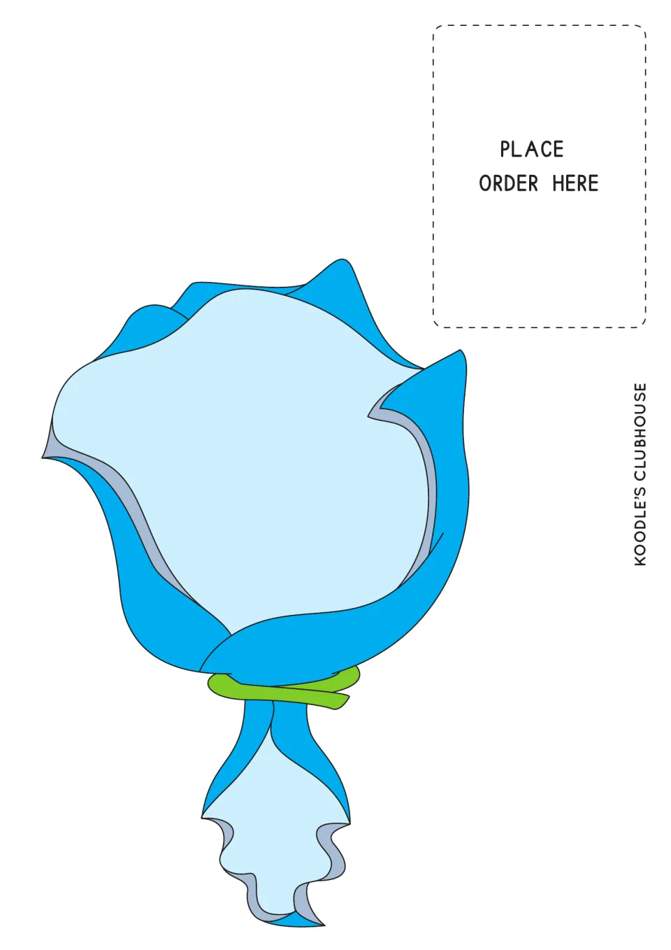 Bouquet mat for the flower counting activity has an empty bouquet wrapper and the words 'PLACE ORDER HERE'