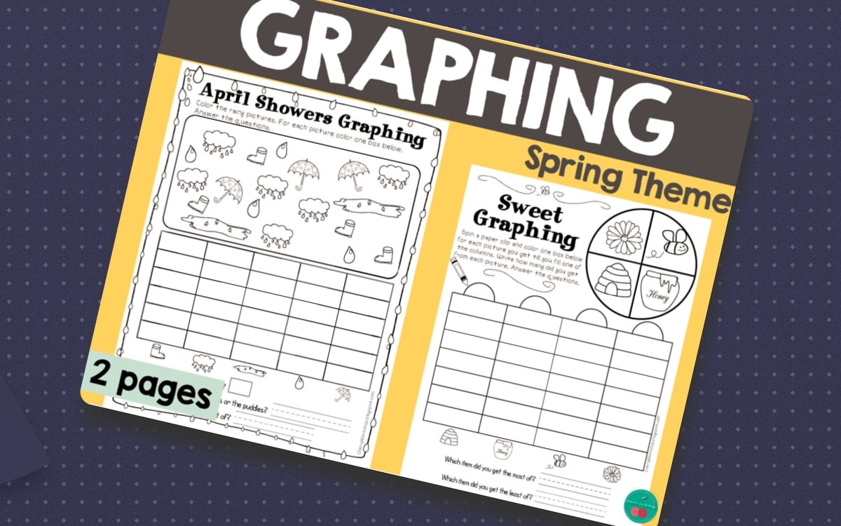 Spring Graphing preview: April Showers Graphing worksheet (rain/umbrella theme)