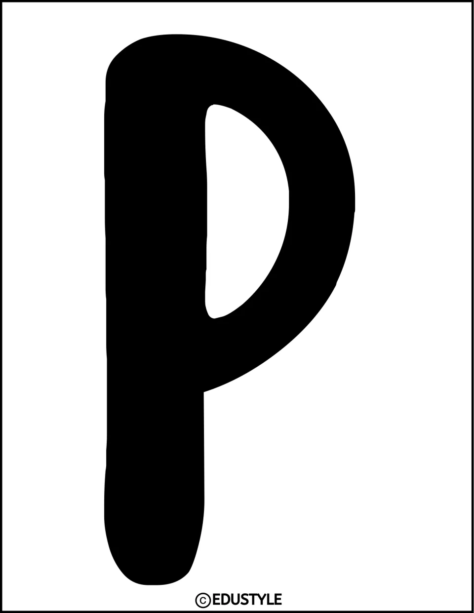 Solid black uppercase P, an individual cut-out title letter for the spring and Easter classroom decor kit