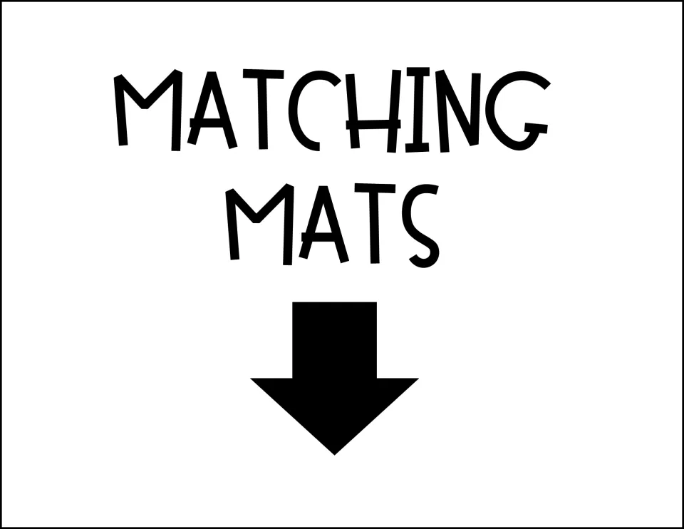 Section divider reading Matching Mats with a downward arrow, introducing the three picture mats that follow in this set