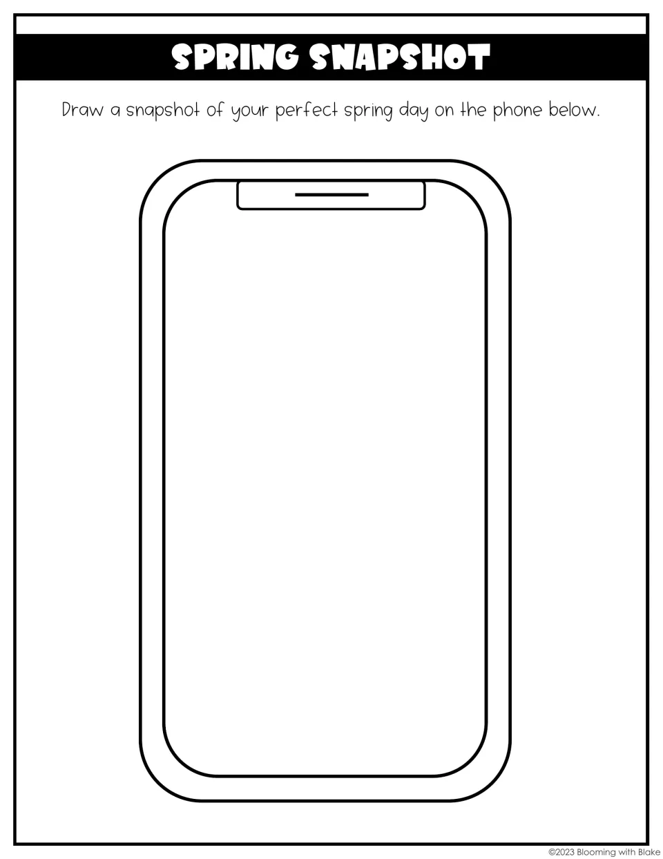 Spring snapshot: students draw their perfect spring day on the screen of an outlined phone, a picture-based response